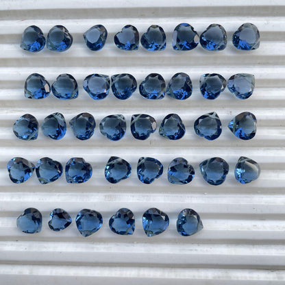 London Blue Topaz Faceted Nice Quality (10 mm) Heart Shape (Lab-Created)
