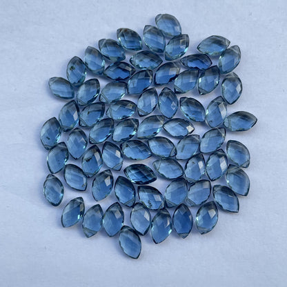 London Blue Topaz Faceted Nice Quality (7x12 mm) Marquise Shape (Lab-Created)