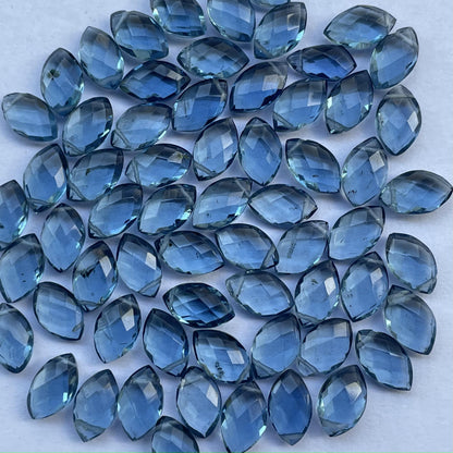 London Blue Topaz Faceted Nice Quality (7x12 mm) Marquise Shape (Lab-Created)