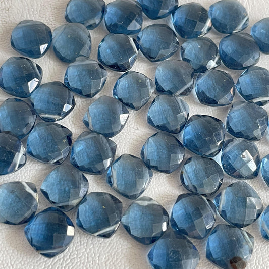 London Blue Topaz Faceted Nice Quality ( 10mm ) Cushion Shape (Lab-Created)