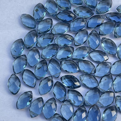 London Blue Topaz Faceted Nice Quality (7x12 mm) Marquise Shape (Lab-Created)