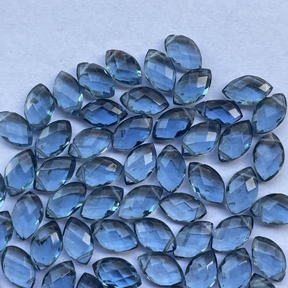London Blue Topaz Faceted Nice Quality (7x12 mm) Marquise Shape (Lab-Created)