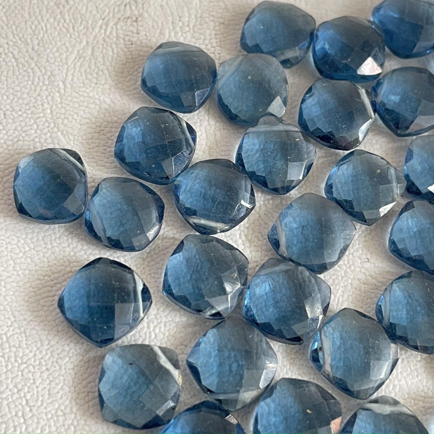 London Blue Topaz Faceted Nice Quality ( 10mm ) Cushion Shape (Lab-Created)