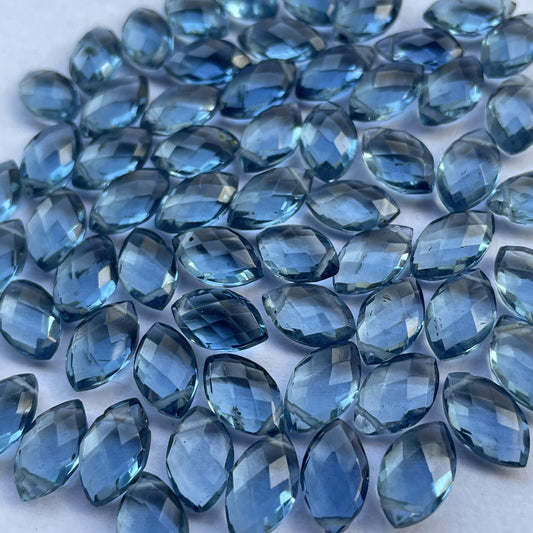 London Blue Topaz Faceted Nice Quality (7x12 mm) Marquise Shape (Lab-Created)