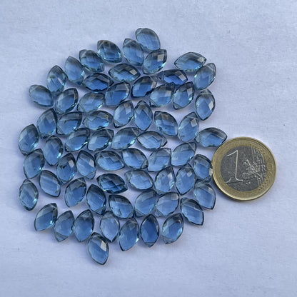 London Blue Topaz Faceted Nice Quality (7x12 mm) Marquise Shape (Lab-Created)