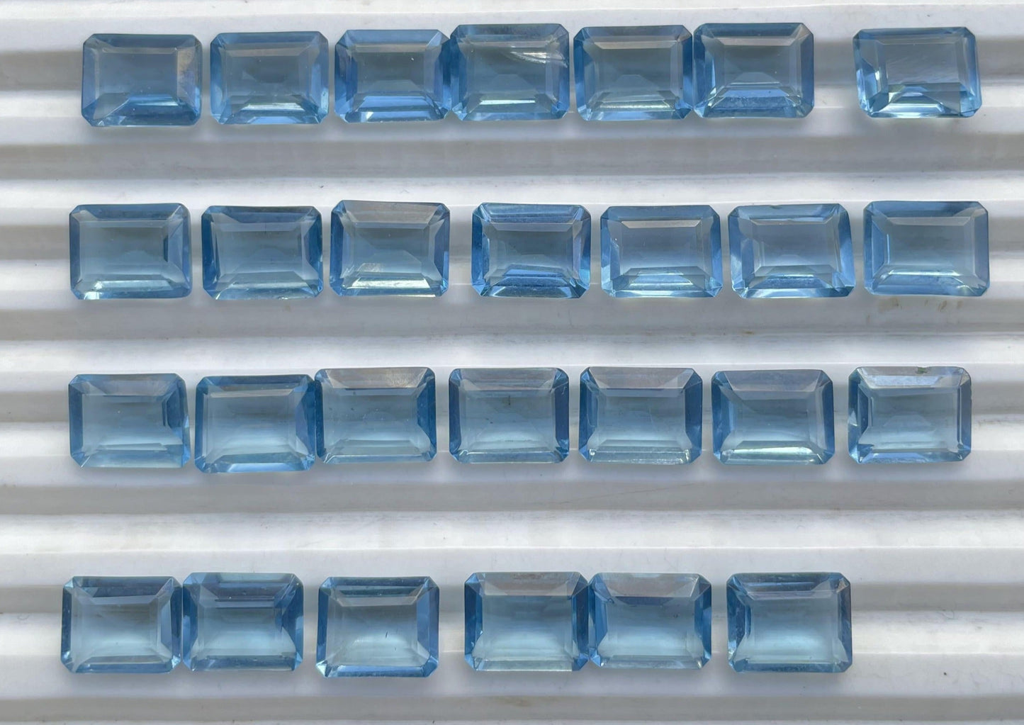Aquamarine Faceted Nice Quality (8x10 mm) Baguette Shape (Lab Created)