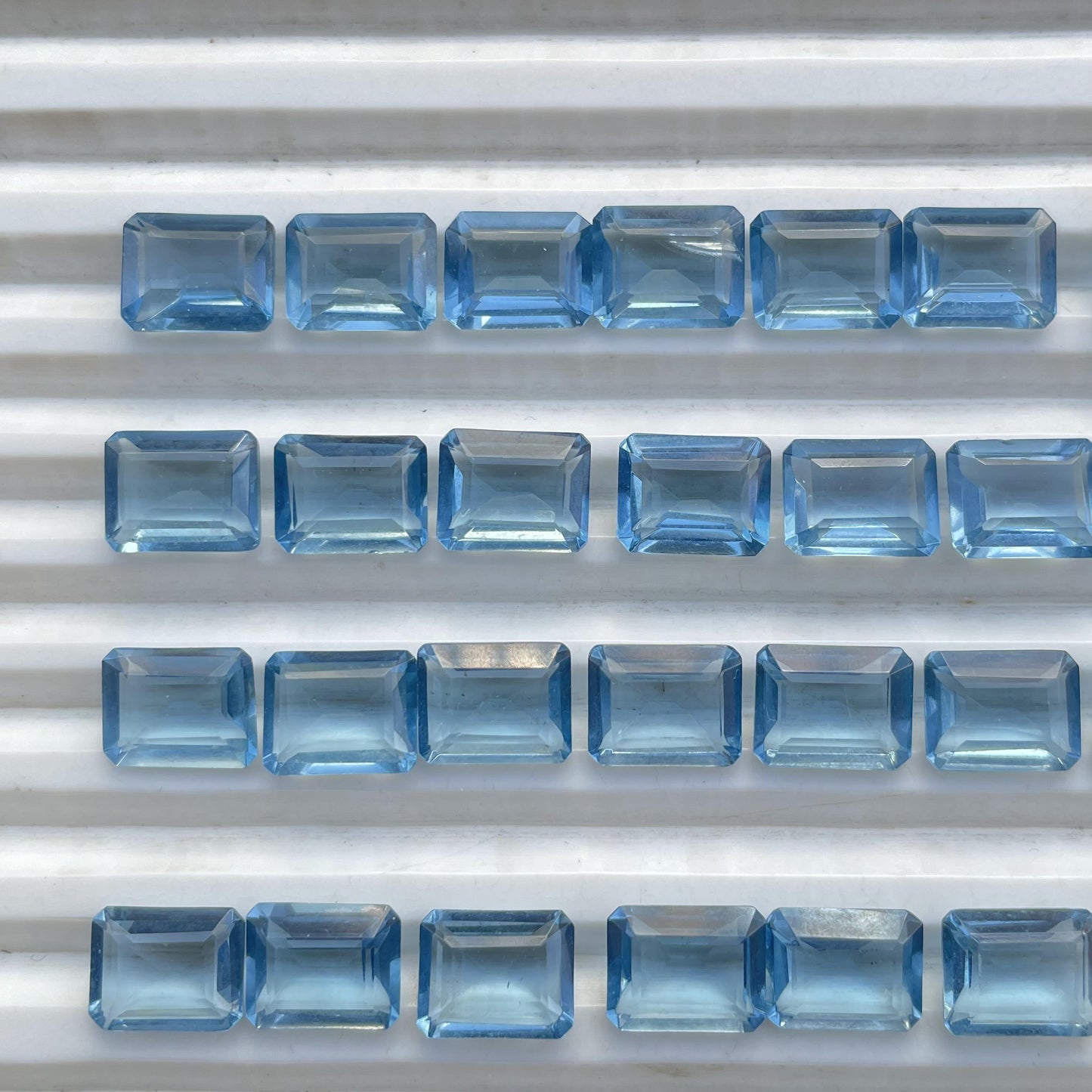 Aquamarine Faceted Nice Quality (8x10 mm) Baguette Shape (Lab Created)