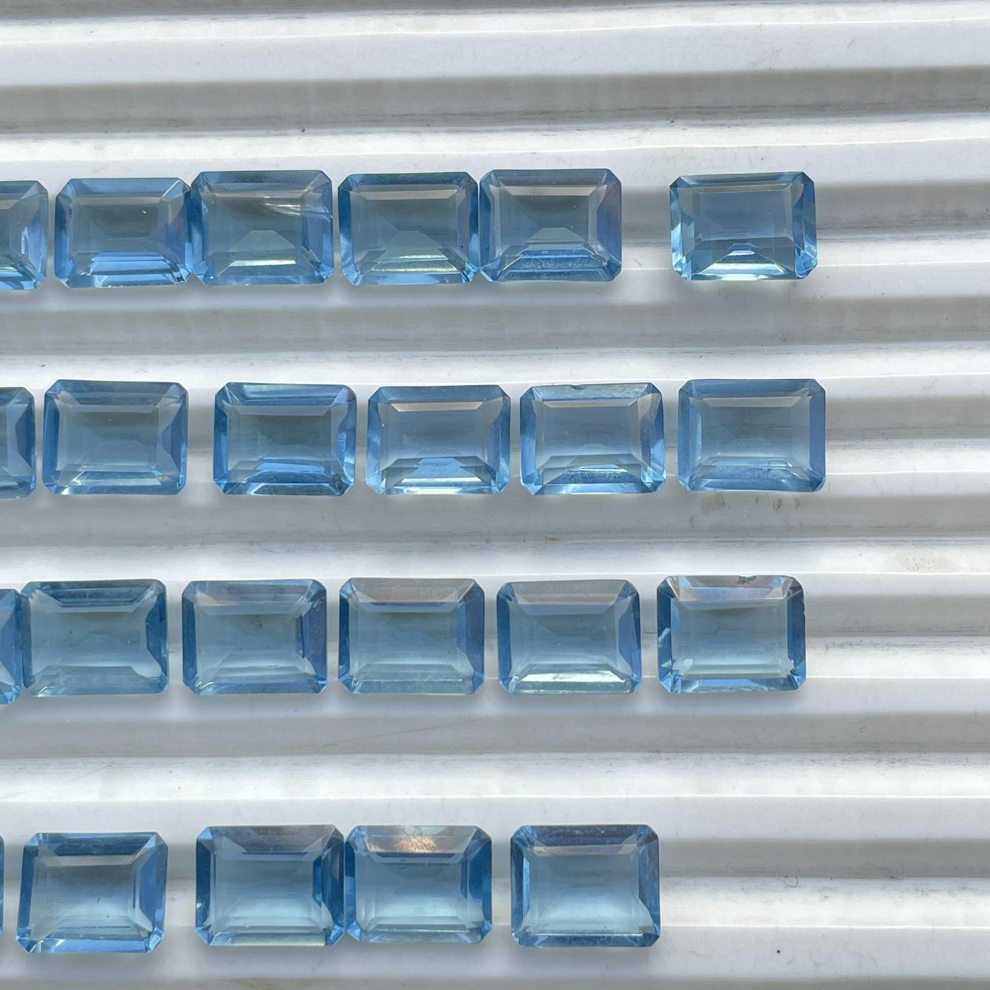 Aquamarine Faceted Nice Quality (8x10 mm) Baguette Shape (Lab Created)