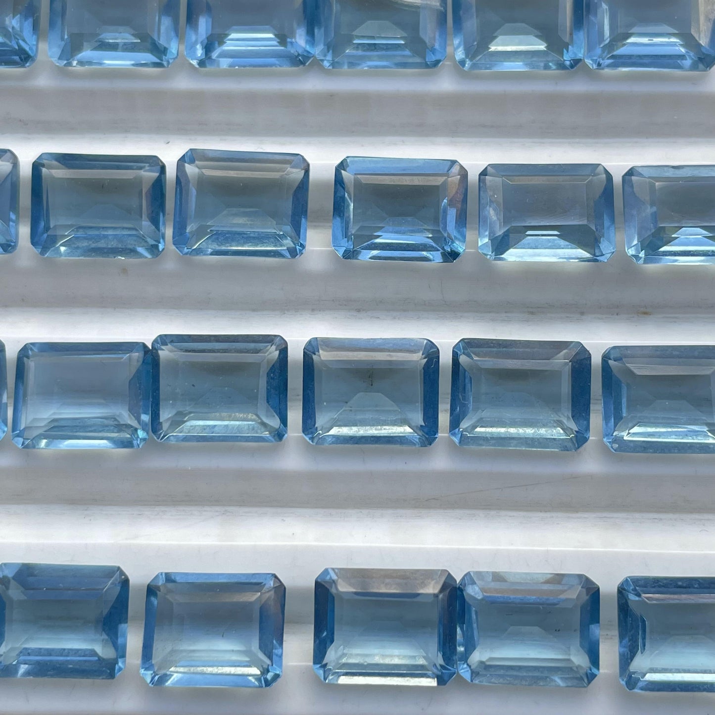 Aquamarine Faceted Nice Quality (8x10 mm) Baguette Shape (Lab Created)