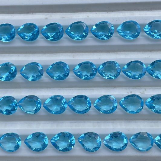 Sky Blue Topaz Faceted Nice Quality (8x10 mm) Pear Shape (Lab-Created)