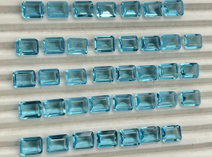 Sky blue topaz Faceted Nice Quality (8x10 mm) Baguette Shape (Lab-Created)