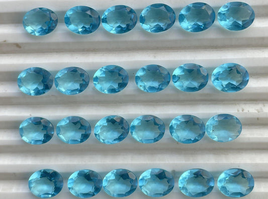 Sky blue topaz Faceted Nice Quality (8x10 mm) Oval Shape (Lab-Created)