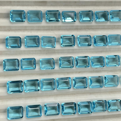 Sky blue topaz Faceted Nice Quality (8x10 mm) Baguette Shape (Lab-Created)