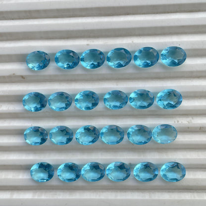 Sky blue topaz Faceted Nice Quality (8x10 mm) Oval Shape (Lab-Created)