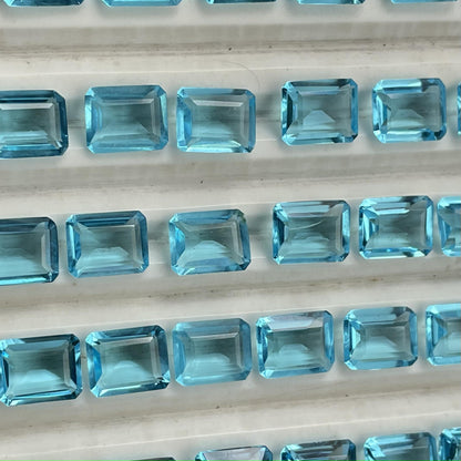 Sky blue topaz Faceted Nice Quality (8x10 mm) Baguette Shape (Lab-Created)