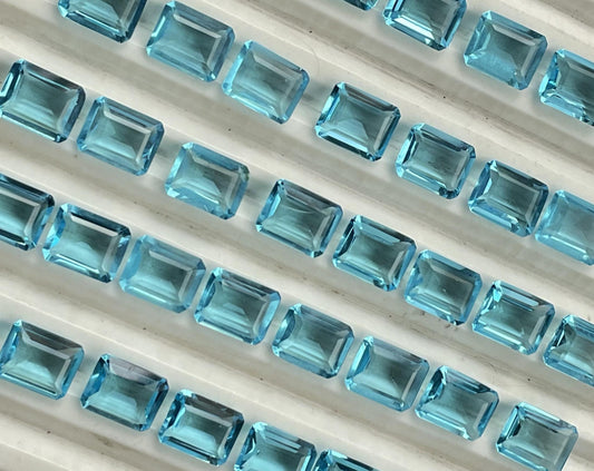 Sky blue topaz Faceted Nice Quality (8x10 mm) Baguette Shape (Lab-Created)