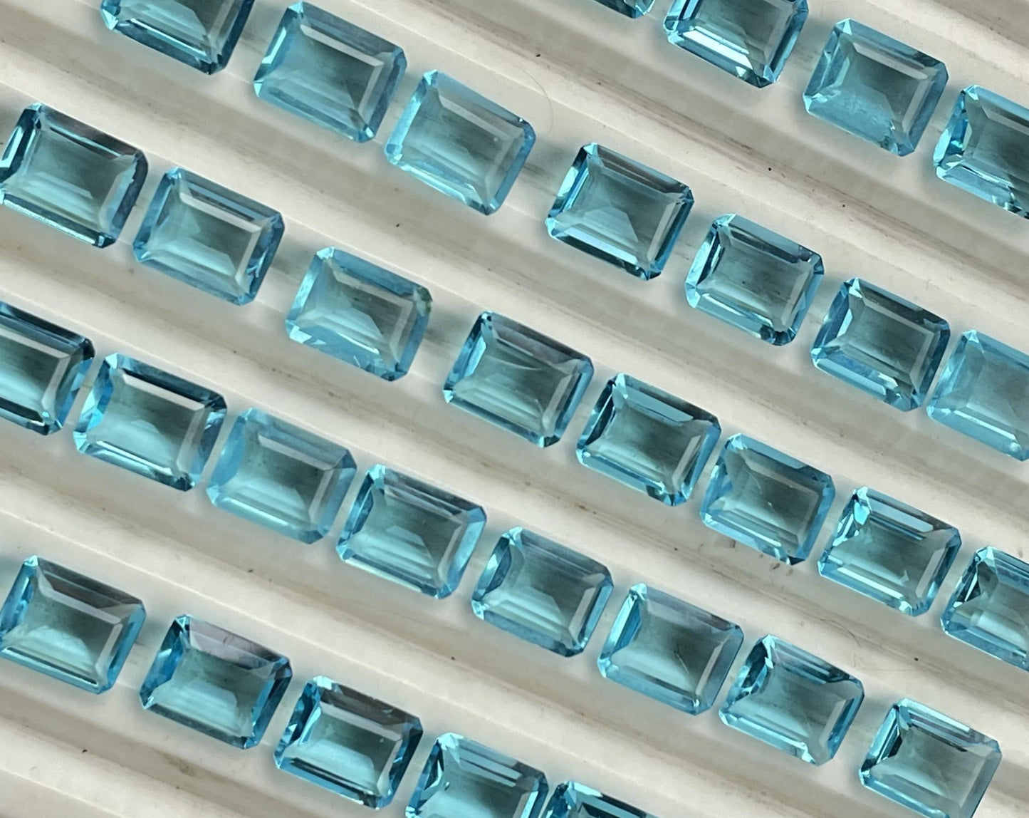 Sky blue topaz Faceted Nice Quality (8x10 mm) Baguette Shape (Lab-Created)