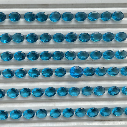 Swiss Blue Topaz Faceted Nice Quality (8x10 mm) Oval Shape (Lab-Created)