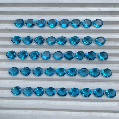 Swiss Blue Topaz Faceted Nice Quality (8x10 mm) Pear Shape (Lab-Created)