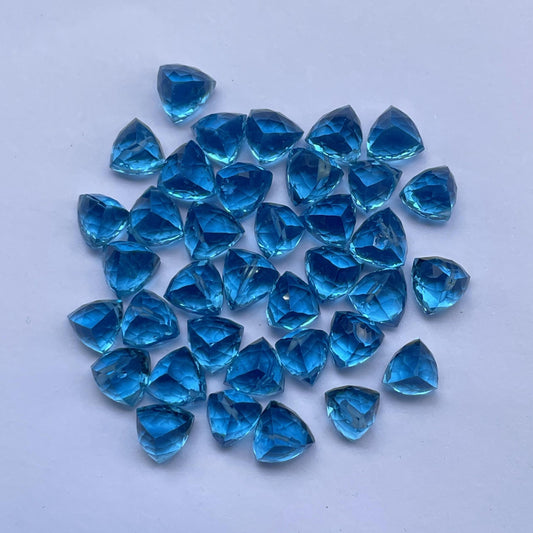 Swiss Blue Topaz Faceted Nice Quality (7mm) Trillion Shape (Lab-Created)