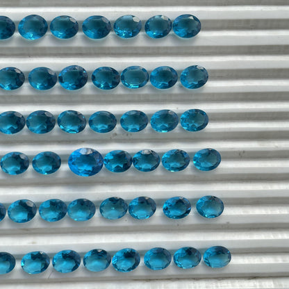 Swiss Blue Topaz Faceted Nice Quality (8x10 mm) Oval Shape (Lab-Created)