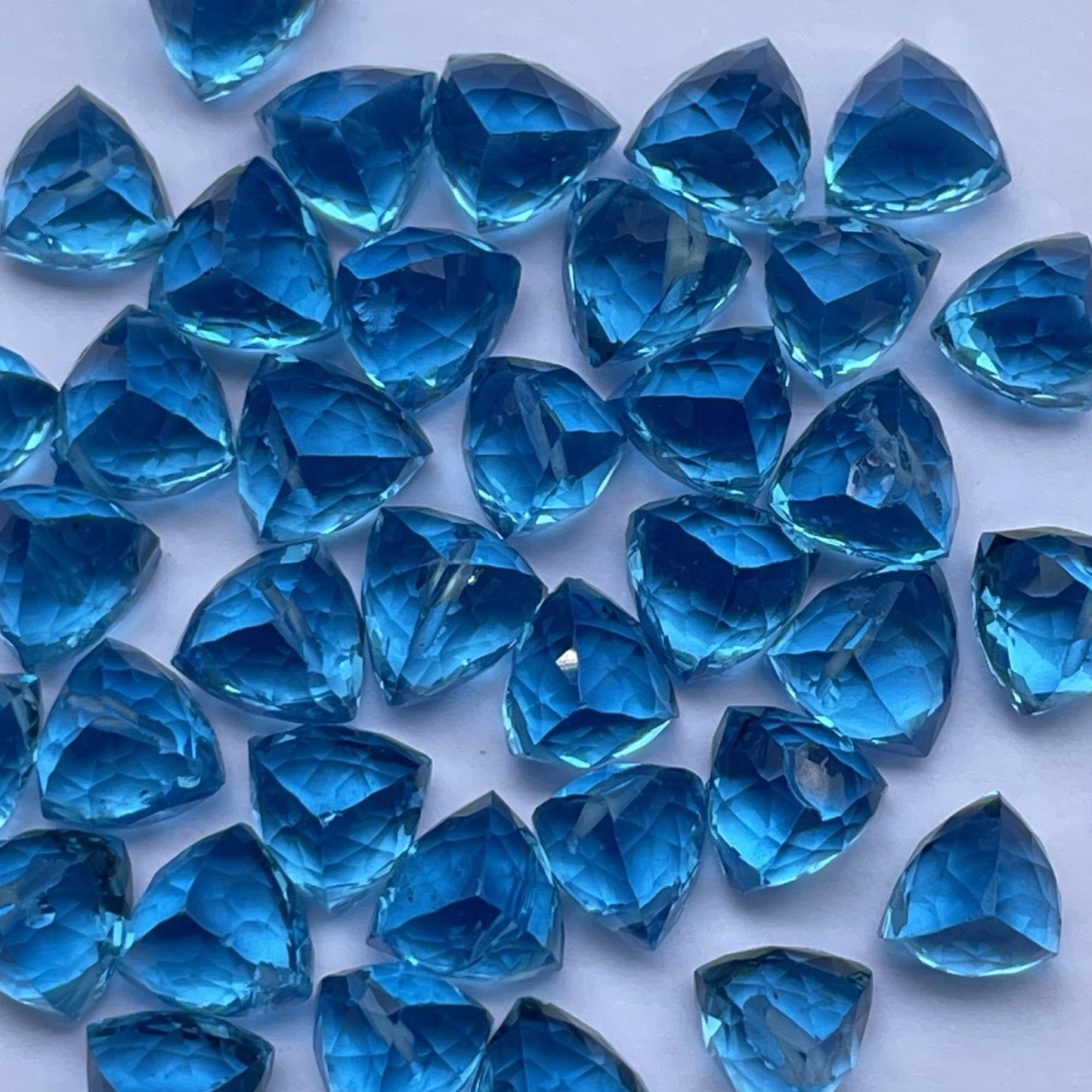 Swiss Blue Topaz Faceted Nice Quality (7mm) Trillion Shape (Lab-Created)