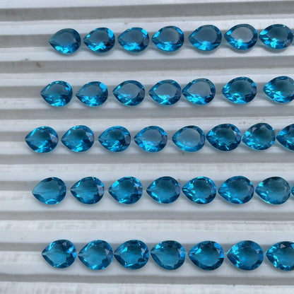 Swiss Blue Topaz Faceted Nice Quality (8x10 mm) Pear Shape (Lab-Created)
