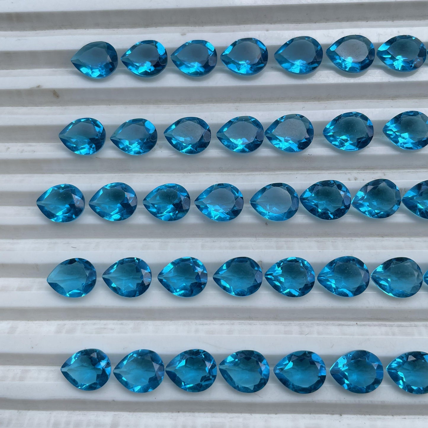Swiss Blue Topaz Faceted Nice Quality (8x10 mm) Pear Shape (Lab-Created)