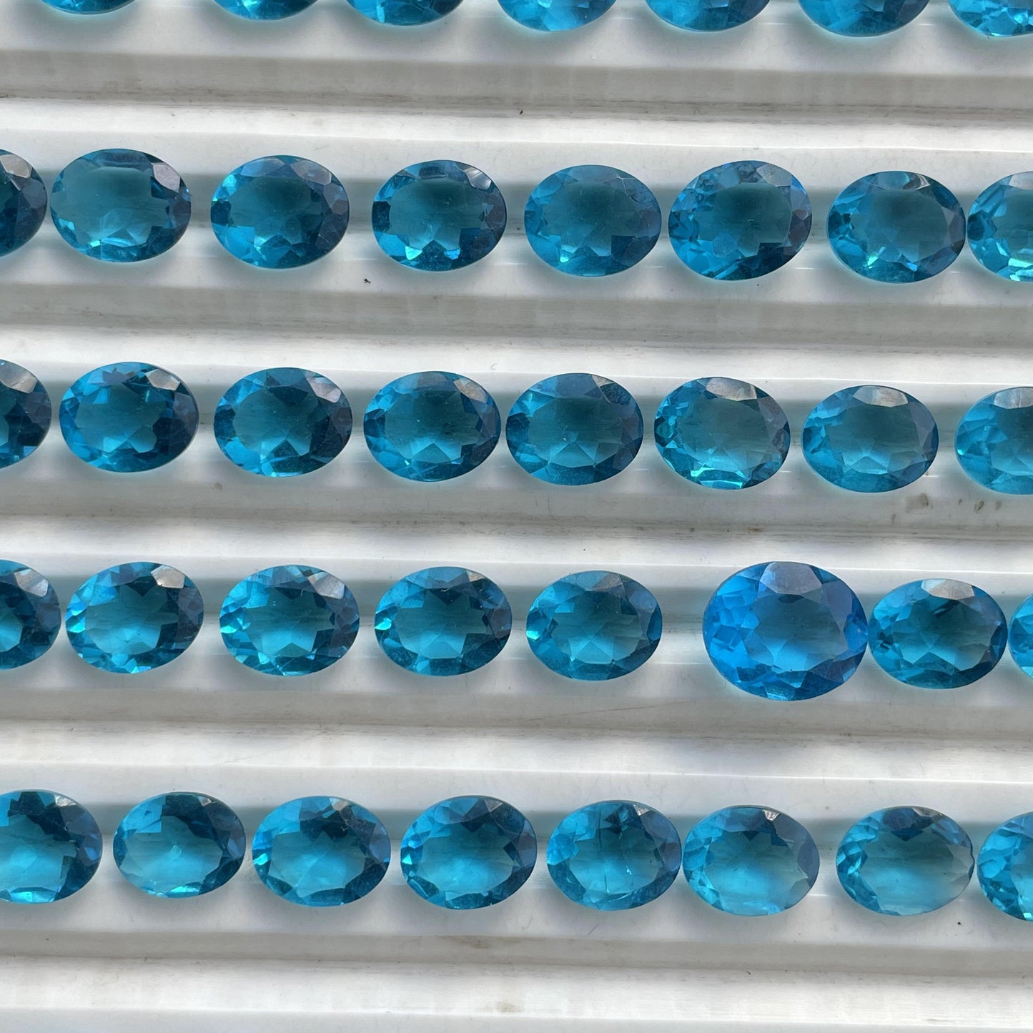 Swiss Blue Topaz Faceted Nice Quality (8x10 mm) Oval Shape (Lab-Created)