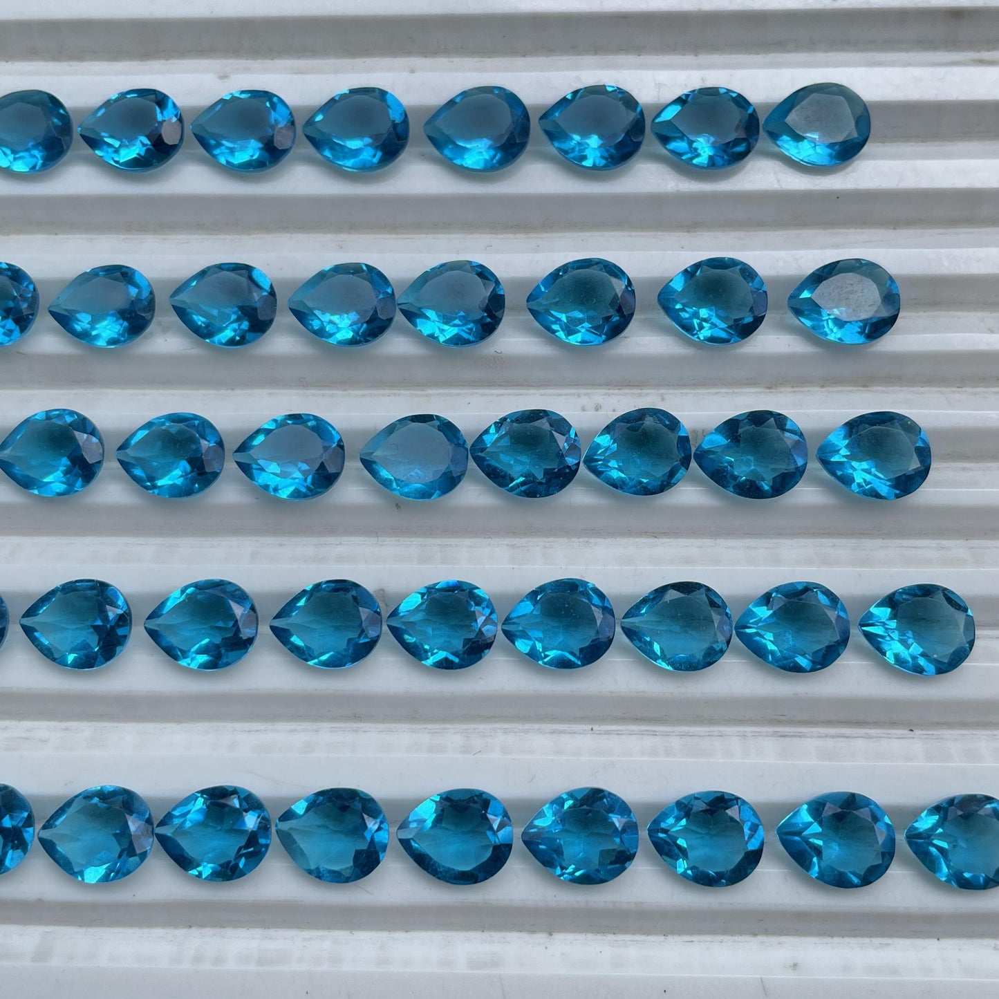 Swiss Blue Topaz Faceted Nice Quality (8x10 mm) Pear Shape (Lab-Created)