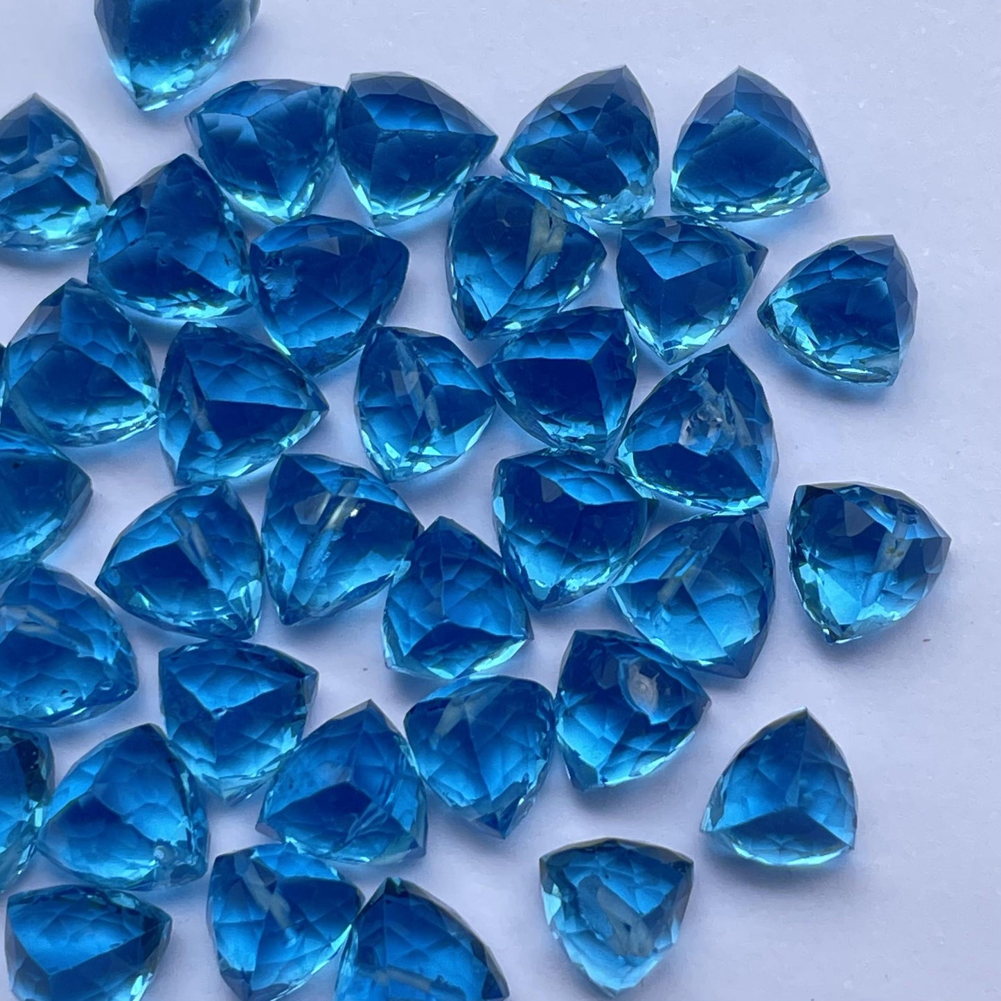 Swiss Blue Topaz Faceted Nice Quality (7mm) Trillion Shape (Lab-Created)