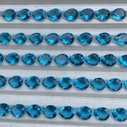 Swiss Blue Topaz Faceted Nice Quality (8x10 mm) Pear Shape (Lab-Created)
