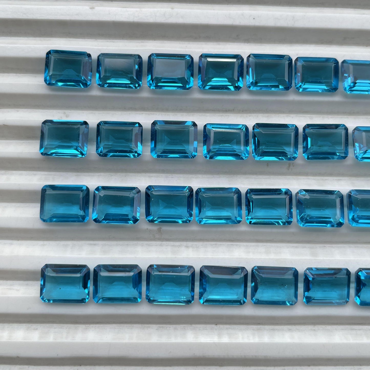 Swiss blue topaz Faceted Nice Quality (8x10 mm) Baguette Shape (Lab-Created)