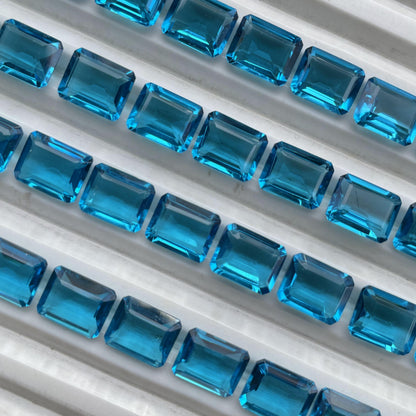 Swiss blue topaz Faceted Nice Quality (8x10 mm) Baguette Shape (Lab-Created)