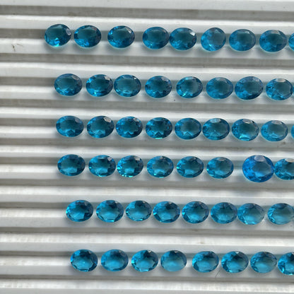 Swiss Blue Topaz Faceted Nice Quality (8x10 mm) Oval Shape (Lab-Created)