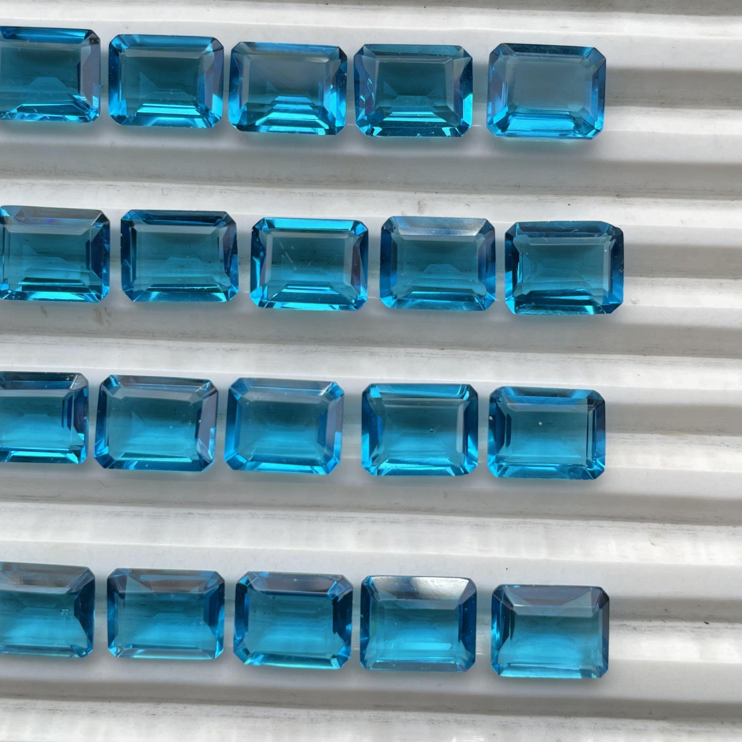 Swiss blue topaz Faceted Nice Quality (8x10 mm) Baguette Shape (Lab-Created)