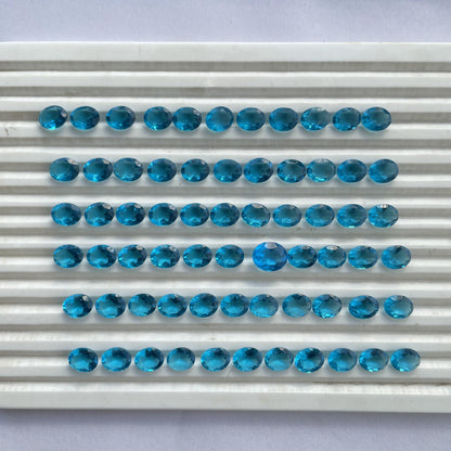 Swiss Blue Topaz Faceted Nice Quality (8x10 mm) Oval Shape (Lab-Created)