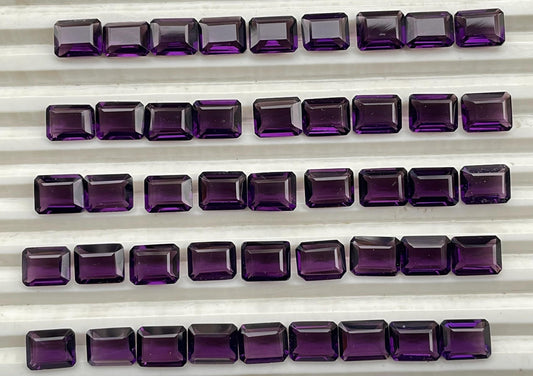 Amethyst Faceted Nice Quality (8x10 mm) Baguette Shape (Lab Created)