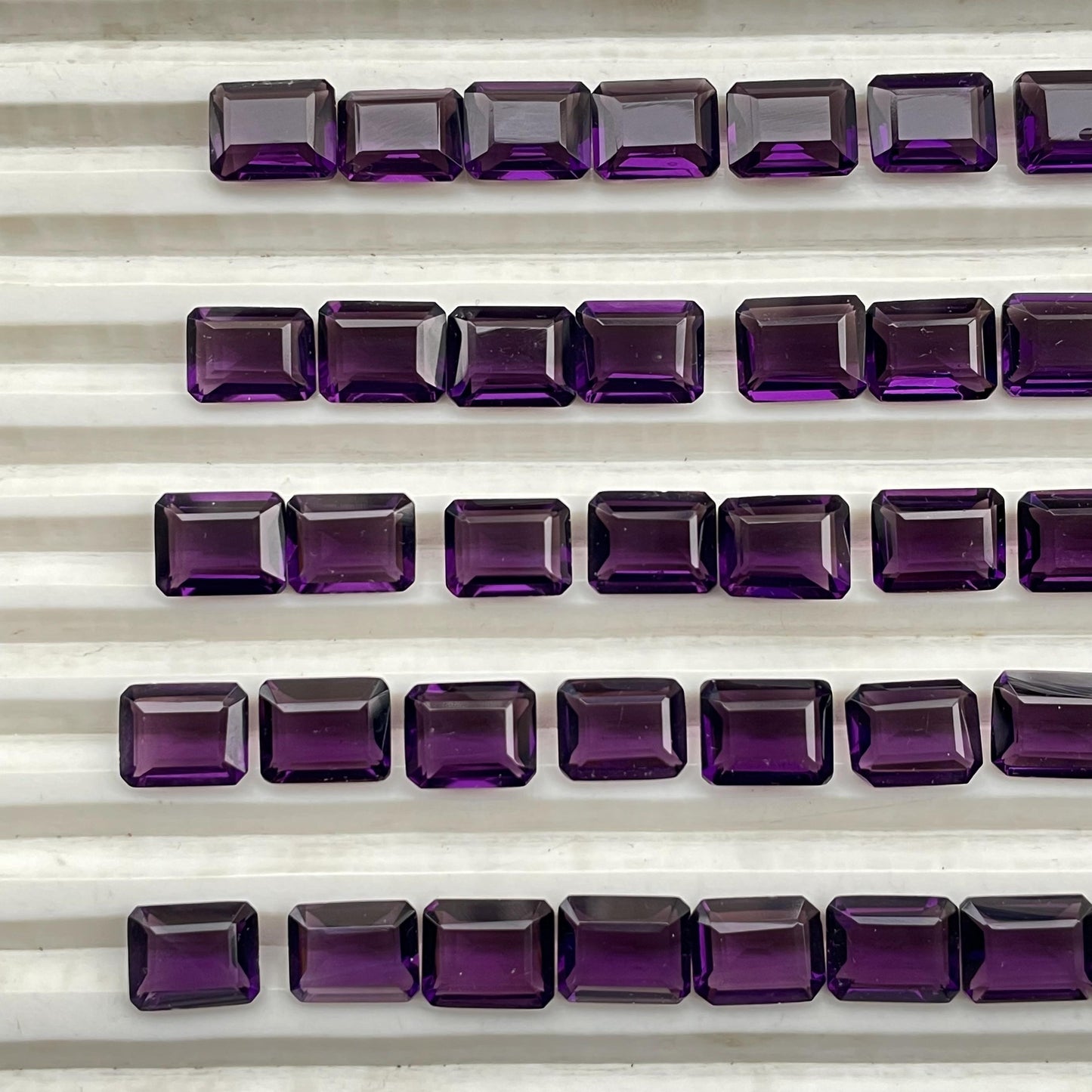 Amethyst Faceted Nice Quality (8x10 mm) Baguette Shape (Lab Created)