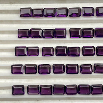 Amethyst Faceted Nice Quality (8x10 mm) Baguette Shape (Lab Created)