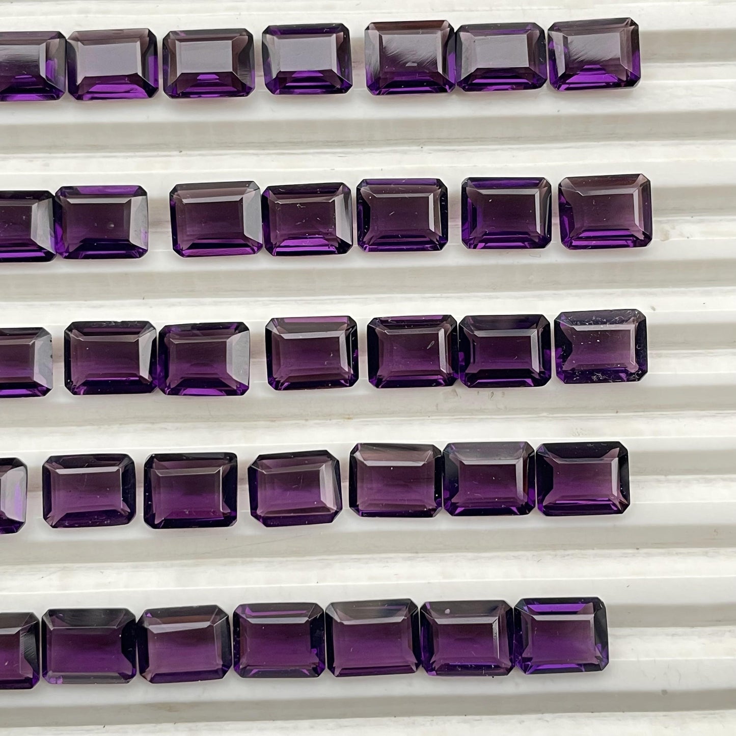 Amethyst Faceted Nice Quality (8x10 mm) Baguette Shape (Lab Created)