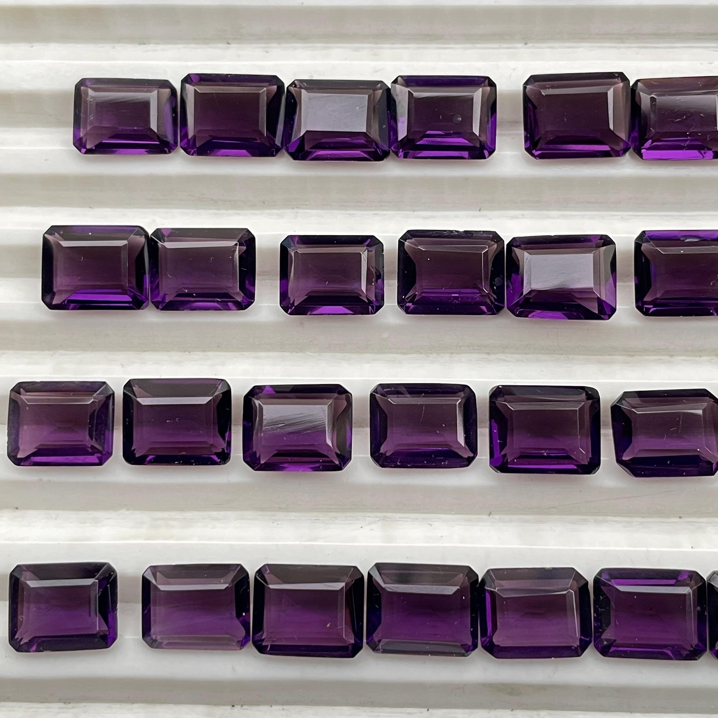 Amethyst Faceted Nice Quality (8x10 mm) Baguette Shape (Lab Created)