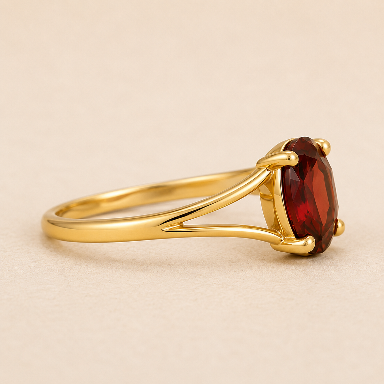 Garnet Ring 925 Sterling Silver, Oval Red Gemstone Ring,