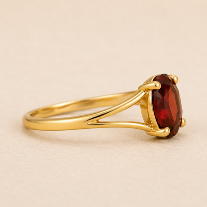 Garnet Ring 925 Sterling Silver, Oval Red Gemstone Ring,