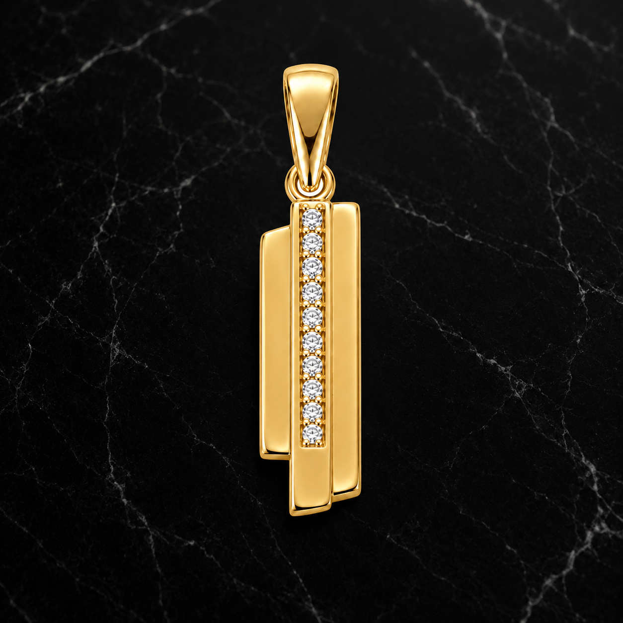 Modern Gold Pendant, 14K 18K 20K Gold Pendant, Diamond Accent Pendant, Minimalist Gold Necklace Pendant, Gift For Her