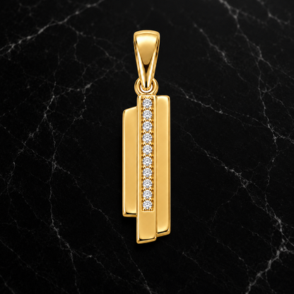 Modern Gold Pendant, 14K 18K 20K Gold Pendant, Diamond Accent Pendant, Minimalist Gold Necklace Pendant, Gift For Her