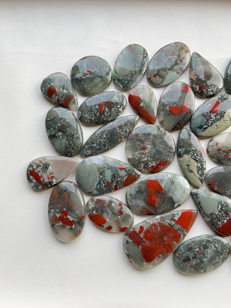 New Red Dot Jasper Cabochon Wholesale Lot By Weight With Different Shapes And Sizes Used For Jewelry Making (Natural)