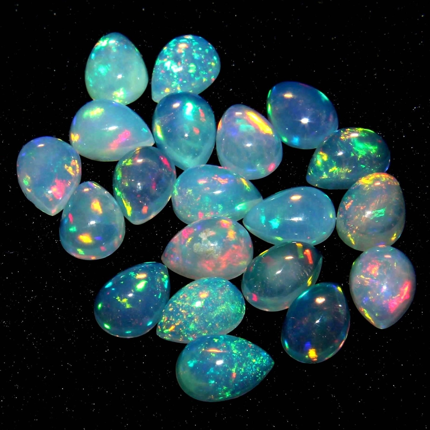 Beautiful Multi Color Fire Ethiopian Opal 5x7 mm Pear Cabochon, Natural Ethiopian Opal Multi Fire Opal Cabochon, Loose Opal Cabochon Gemstone. (Natural)