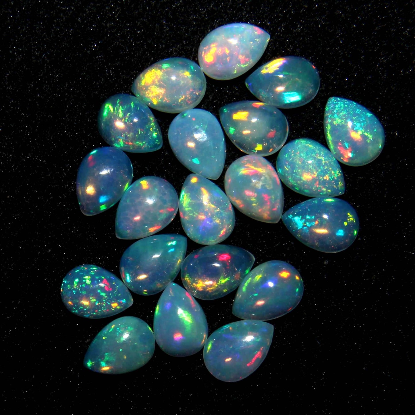 Beautiful Multi Color Fire Ethiopian Opal 5x7 mm Pear Cabochon, Natural Ethiopian Opal Multi Fire Opal Cabochon, Loose Opal Cabochon Gemstone.