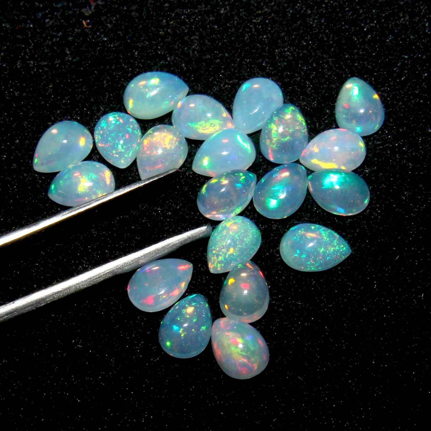 Beautiful Multi Color Fire Ethiopian Opal 5x7 mm Pear Cabochon, Natural Ethiopian Opal Multi Fire Opal Cabochon, Loose Opal Cabochon Gemstone. (Natural)